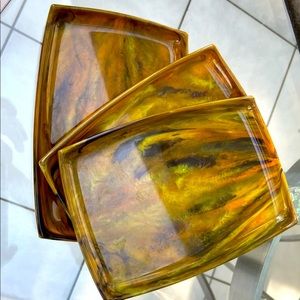 Trio of mid-century modern vintage trays/plates